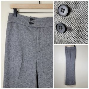 Club Monaco High Rise Soft Herringbone Wool Fully Lined Tailored Trouser Size 8